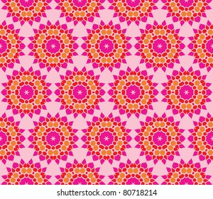 Stylish design with seamless damask flowers on an (editable) pink background