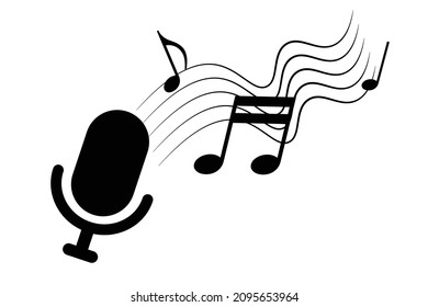 Stylish design that looks like a musical staff with notes coming out of the microphone. Vector.