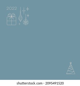 Stylish designer gift, Christmas tree decoration, Christmas tree and snowflake with copy space, greeting card concept, flat thin lines vector