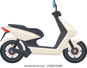 A stylish and detailed vector illustration of a modern electric scooter in a side view. Perfect for mobility, eco-friendly transport, and urban commuting design projects.