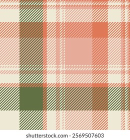 Stylish diagonal plaid pattern in muted coral, sage green, and cream.  Perfect for textile design, fall fashion, or website backgrounds.  Creates a calm yet modern aesthetic.