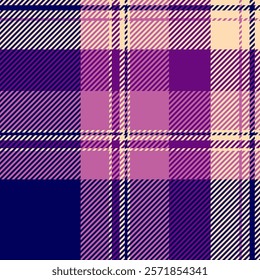 Stylish diagonal plaid pattern in shades of purple, beige, and navy.  Perfect for textile design, fashion, website backgrounds, and packaging.  Clean, modern aesthetic with versatile color palette.