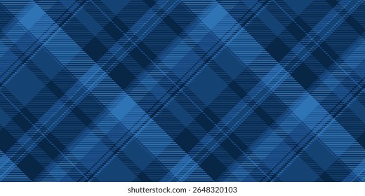 Stylish diagonal plaid pattern in varying shades of blue.  Perfect for textile design, website backgrounds, or fashion projects.