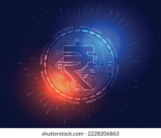 stylish digital currency indian rupee futuristic concept background vector 