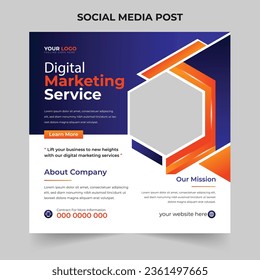 Stylish digital marketing agency social media post or banner design template. Editable squire social media banner template, story and web internet ads