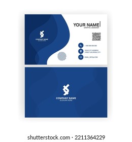 Stylish Digital Technology, Blue Color Theme Business Card design Template Modern horizontal Business Card design