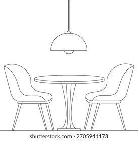 Stylish dining room design line art vector