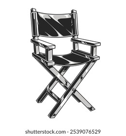 A stylish director's chair featuring a black canvas seat and backrest positioned on a clean background perfect for film theater or artistic endeavors in creative settings.