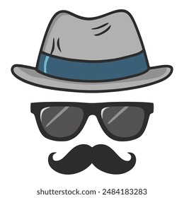 Stylish Disguise with Hat, Sunglasses, and Mustache