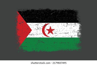 Stylish distress flag of Western Sahara. Happy independence day of Western Sahara with grungy flag background