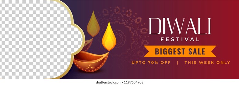 stylish diwali discount banner with image space