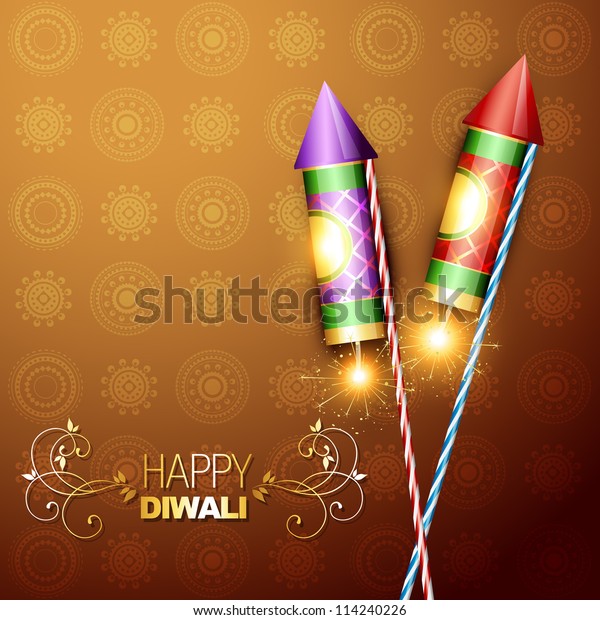 Stylish Diwali Festival Cracker Rocket On Stock Vector (Royalty Free ...