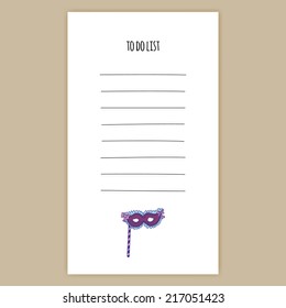 Stylish To Do List Card with Green Slippers Vector Illustration