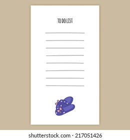 Stylish To Do List Card with Green Slippers Vector Illustration