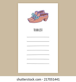 Stylish To Do List Card with Green Slippers Vector Illustration