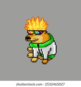 Stylish dog, pixel art meme