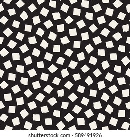 Stylish Doodle Scattered Shapes. Artistic Hand Drawn Texture. Vector Seamless Black And White Freehand Pattern