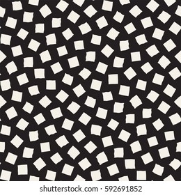 Stylish Doodle Scattered Shapes. Artistic Hand Drawn Texture. Vector Seamless Black And White Freehand Pattern