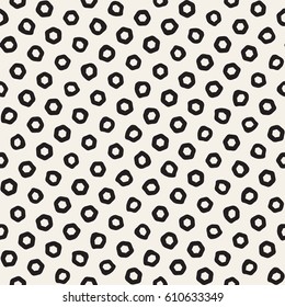 Stylish Doodle Scattered Shapes. Vector Seamless Black And White Freehand Pattern