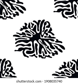 Stylish doodle seamless pattern with splash pattern black on white background. Abstract wallpaper, fabric