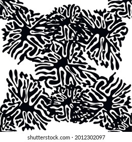 Stylish doodle seamless pattern with splash pattern black on white background. Abstract wallpaper, fabric