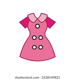 A stylish double-breasted modern dress for girls in vector fashion design artwork. Perfect for digital fashion prints, apparel illustrations, and trendy children's clothing design projects.