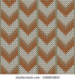 Stylish downward arrow lines knitting texture geometric vector seamless. Scarf hosiery textile print. Nordic style seamless knitted pattern. Fabric canvas illustration.