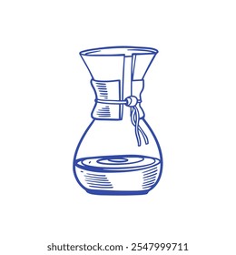 Um desenho elegante de uma cafeteira Chemex, ideal para os entusiastas do café e cervejeiros domésticos que valorizam a qualidade