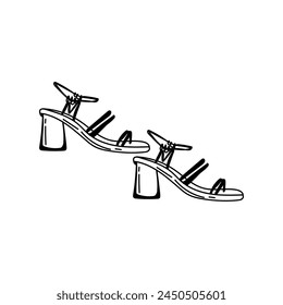 Stylish drawn sandals on white background