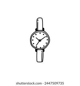 Stylish drawn watch on white background