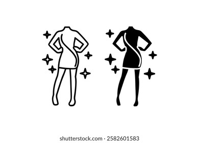 Stylish dress icons with sparkles Vector