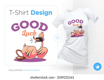 Stylish duck. Print on T-shirts, sweatshirts, cases for mobile phones, souvenirs. Vector illustration on white background.