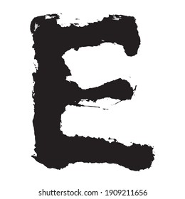 Letra E con estilo. Arte caligráfico japonés: diseño inglés E, tipo de letra, logotipo, estilo de pintura de tintas chino asiáticas.