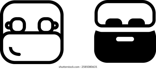 Stylish Earbuds Case Symbol Vector Icon Set