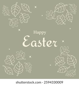 Stylish Easter design with lettering and leaves, EPS 10, 