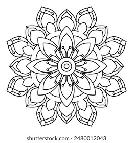 stylish and easy mandala design for coloring book, tattoo and henna design, creative mandala art
