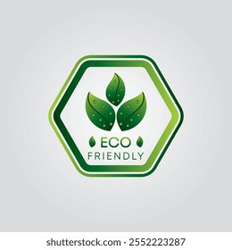 "Stylish Eco-friendly logo featuring a leaf within a hexagon shape, symbolizing sustainability and nature. Ideal for green businesses, environmental initiatives, and organic branding."