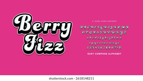 A stylish and editable composite alphabet. This easy to use vector font is perfect for posters, magazines, snacks, and designs that attract kids and teens.