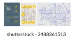 Stylish educational posters featuring geometric designs with motivational phrases for school.