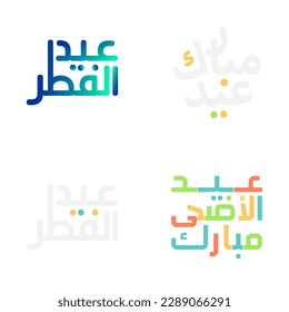Stylische Eid Mubarak Grußkarten mit schöner Kalligrafie