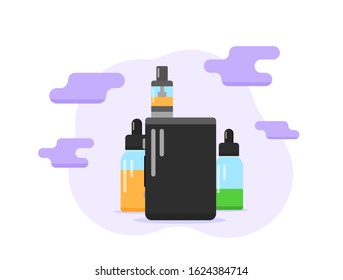 Stylish Electronic Cigarette flat vector illustration. 