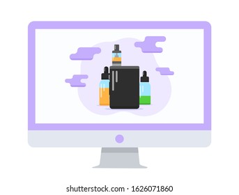 Stylish Electronic Cigarette flat vector illustration. 