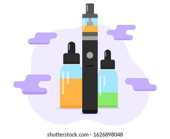 Stylish Electronic Cigarette flat vector illustration. 