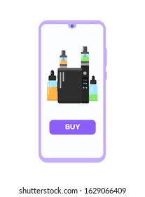 Stylish Electronic Cigarette flat vector illustration. 