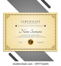 Stylish elegant certificate design template vector