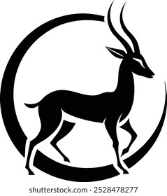 A stylish and elegant gazelle logo, perfect for wildlife, nature-based businesses, and eco-friendly branding. Scalable vector design suitable for both digital and print applications.