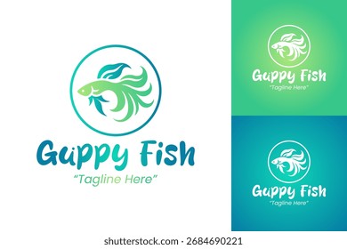 Stilvolle und elegante Guppy Fish Logos für das Branding