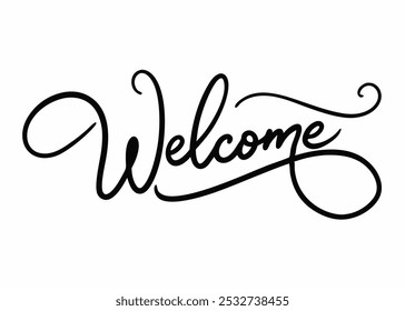 A stylish and elegant handwritten welcome sign, perfect for adding a touch of charm to your designs. This versatile graphic is ideal for greeting cards, invitations, signage, and more.