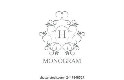 Elegante y elegante diseño de monograma de letra H en estilo Vector. Emblema, logotipo para restaurante, boutique, joyería, negocio.