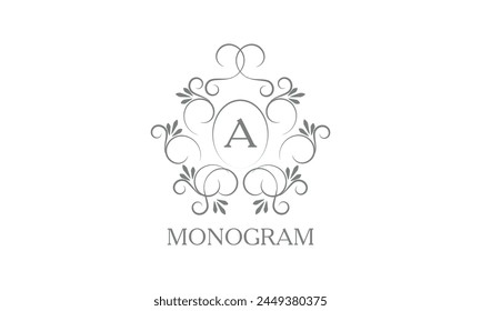 Stylish, elegant initial letter A monogram design in vector style. Emblem, logo for restaurant, boutique, jewelry, business.